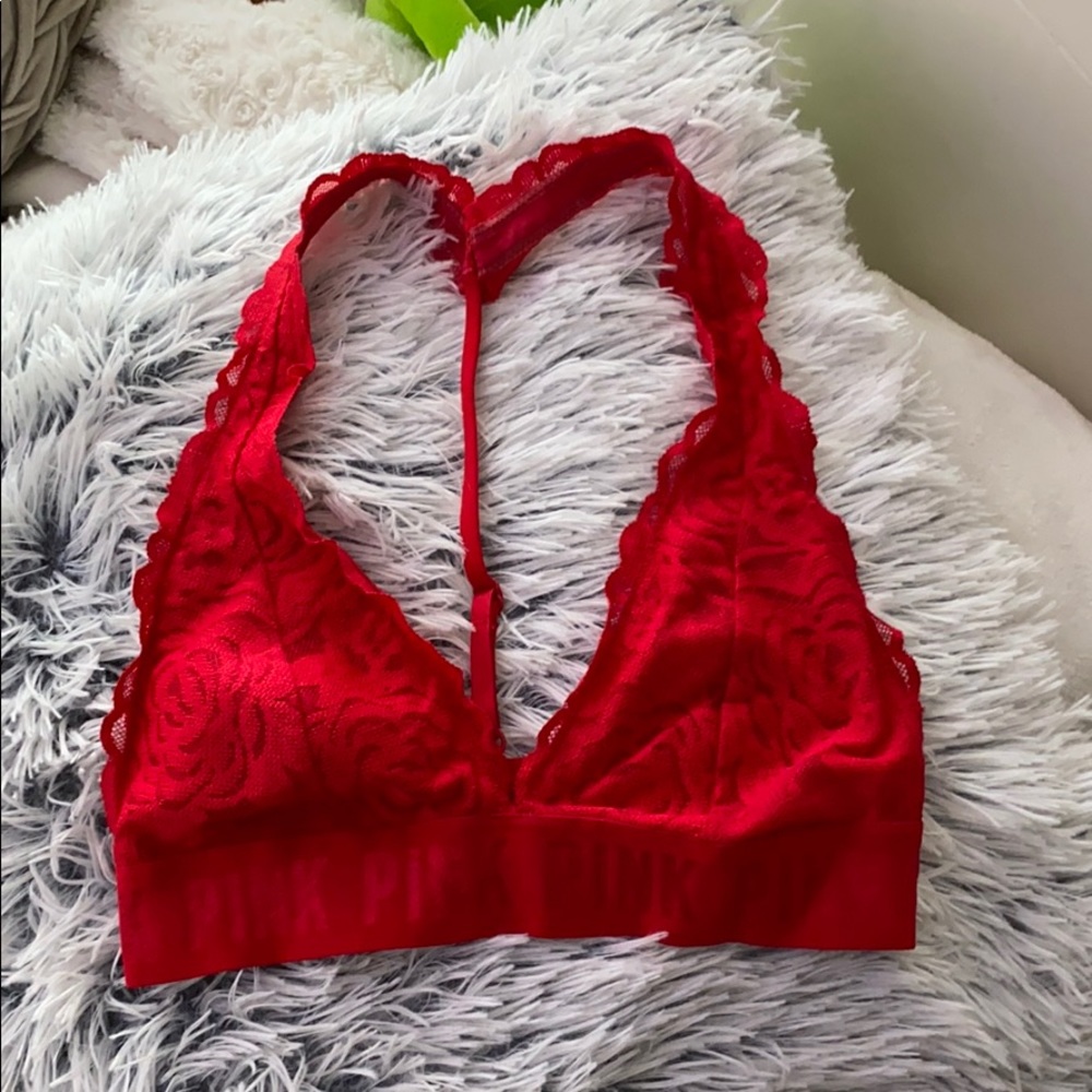 red bralette